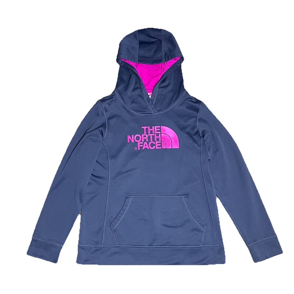 The North Face Graphic Pink Hoodie Sweatshirt Long Sleeves Black Women's Large